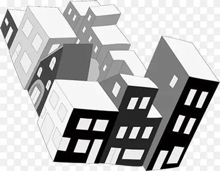黑白扁平风格创意房屋建筑