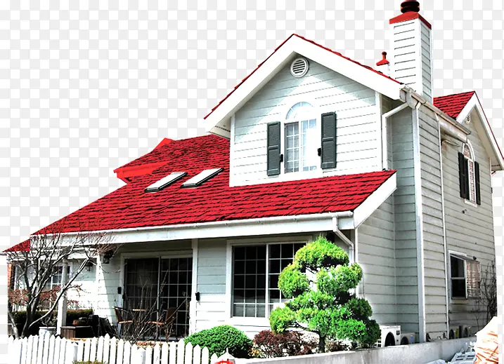 春天红色建筑房屋