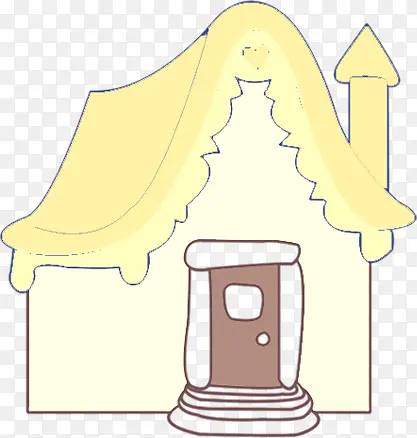 手绘黄色卡通房屋建筑