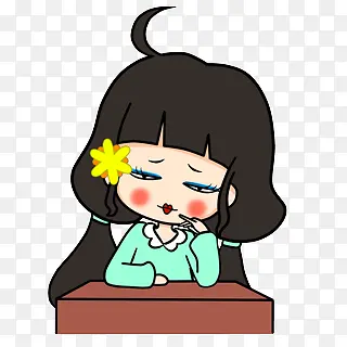 卡通如花女孩听课表情