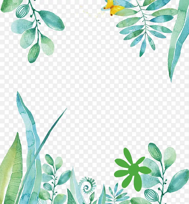 绿色手绘春季出游季叶子