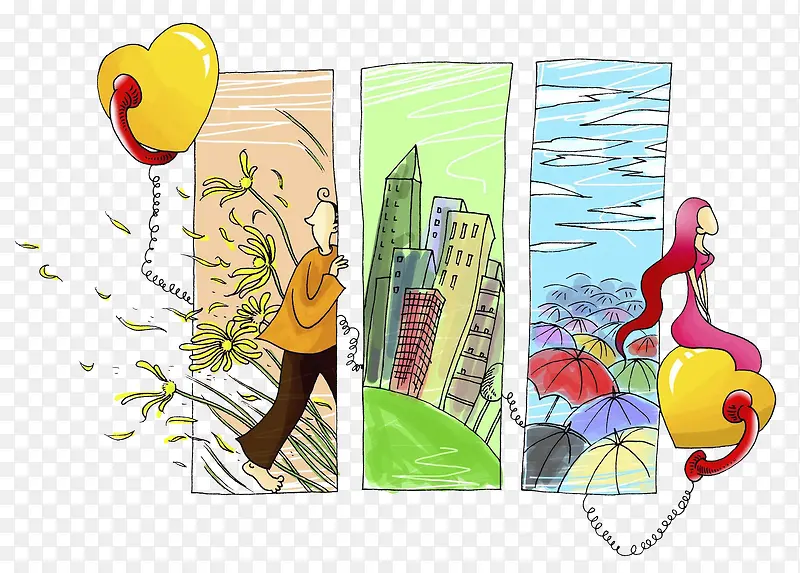卡通版的旅游插画
