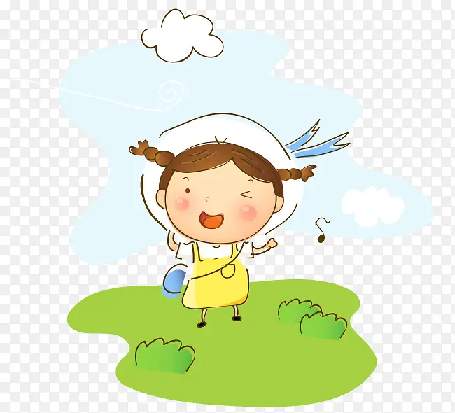 草地上的女孩