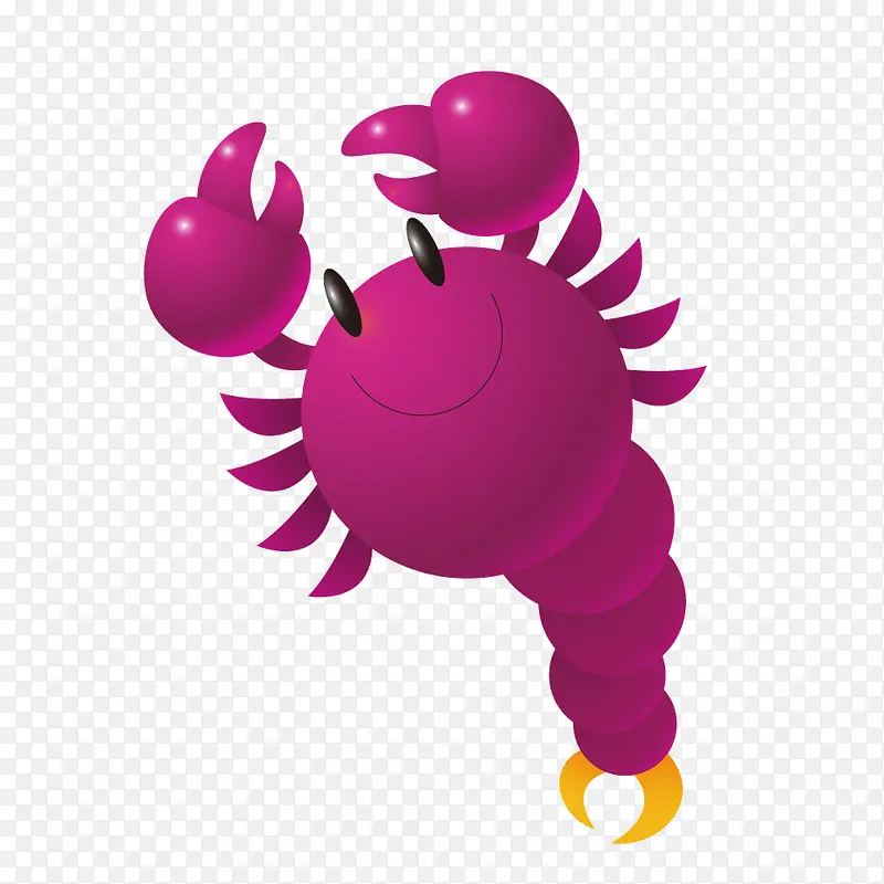 紫红色质感卡通蜈蚣