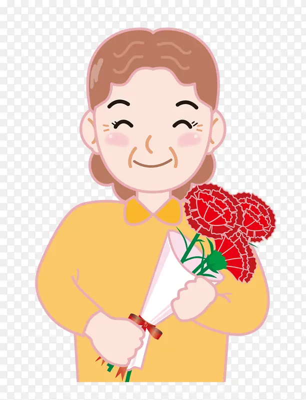 黄衣卡通母亲节妈妈