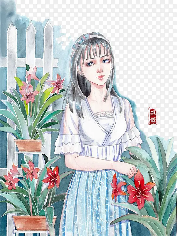 水彩女孩