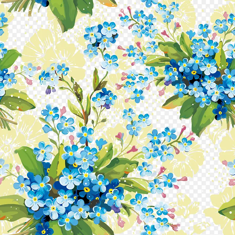 蓝色鲜花背景—矢量素材