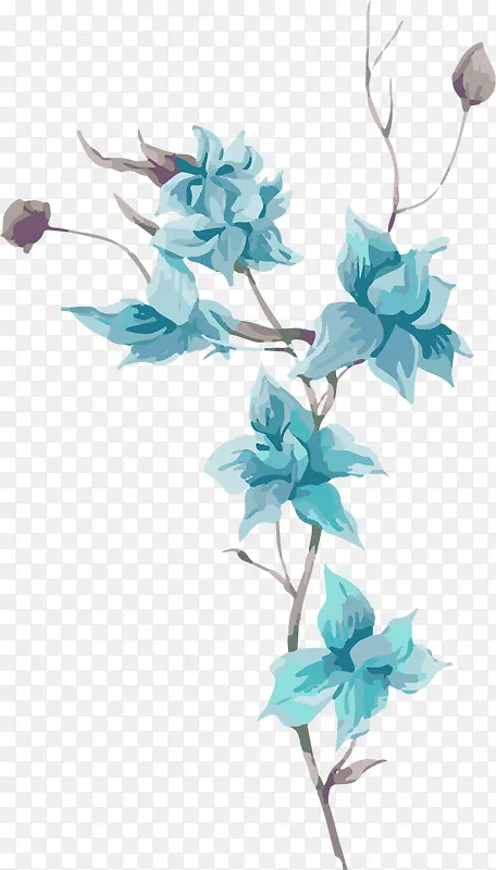 卡通手绘蓝色花朵