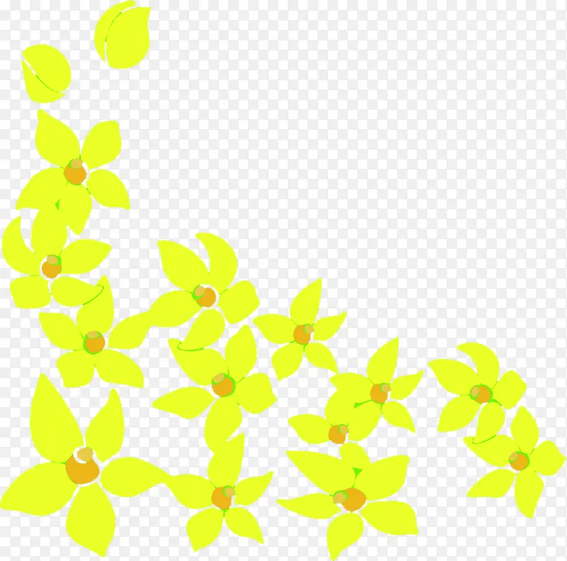 春天手绘黄色花朵装饰