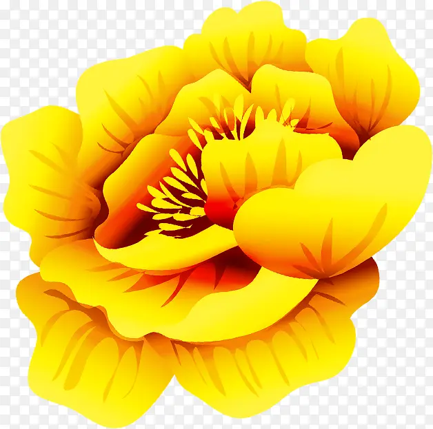 黄色海报植物卡通花朵设计