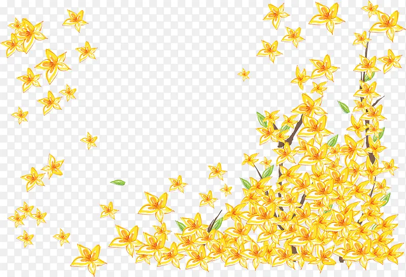 春天黄色线条花朵装饰
