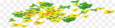 黄色卡通梦幻花朵植物场景