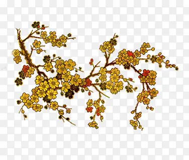 花朵花枝棕黄色花朵装饰