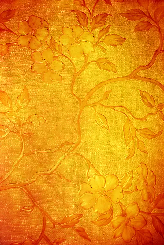 黄色背景植物花朵图案