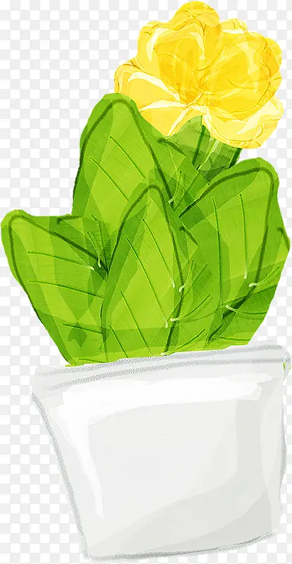 手绘黄色水彩花朵树叶