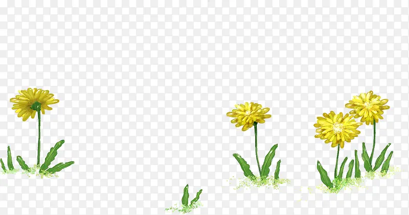 手绘黄色可爱卡通花朵春天