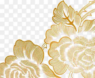 中秋节黄色线条花朵