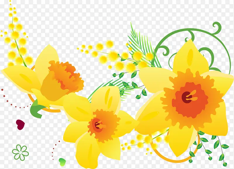 黄色卡通手绘花朵花藤