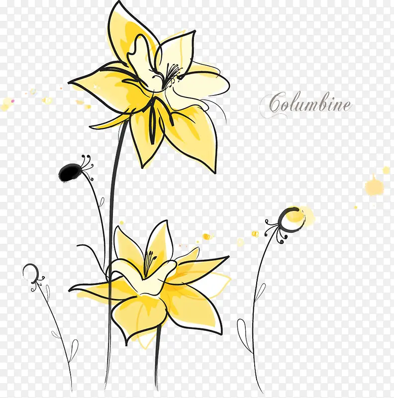 手绘黄色简约设计花朵漫画