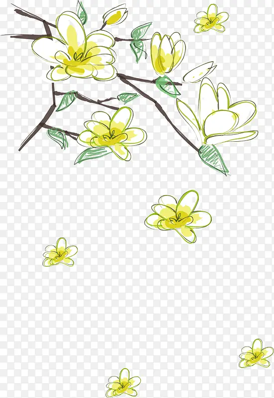 手绘黄色清新涂鸦花朵