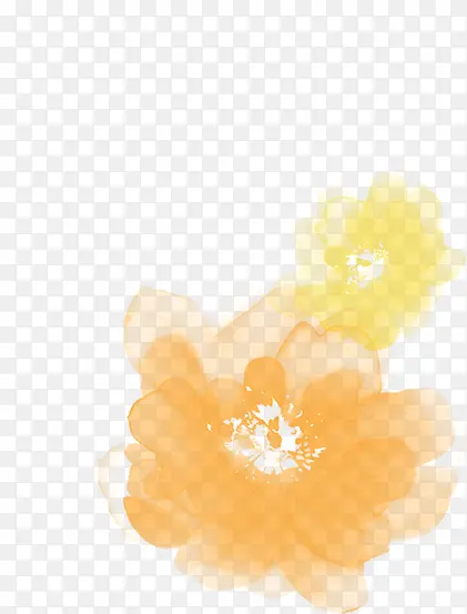 黄色水墨绘画花朵