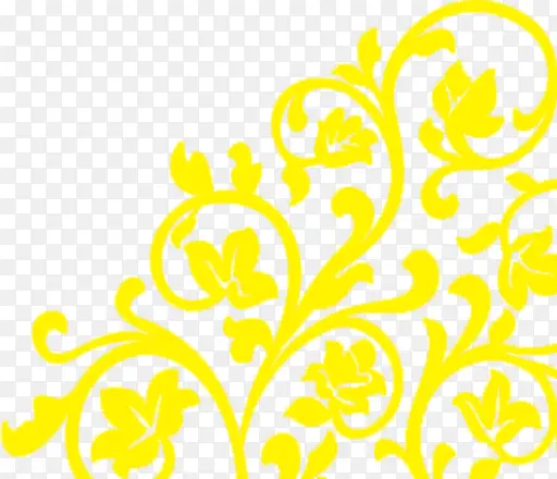 手绘黄色边框纹理花朵