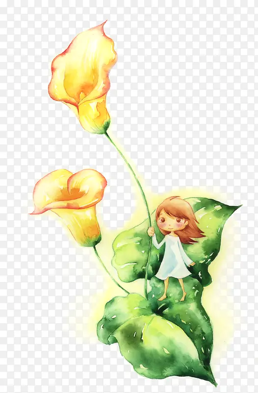 手绘黄色简约花朵
