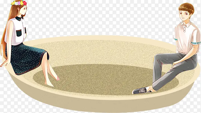 七夕效果卡通情侣约会