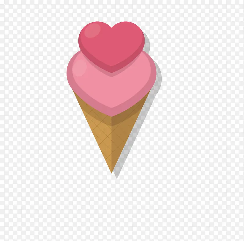 矢量手绘爱心冰淇淋