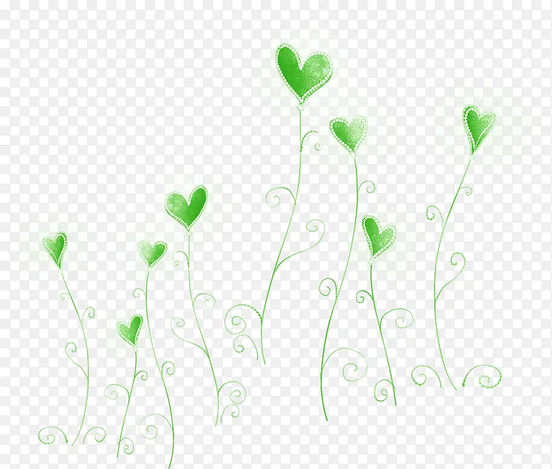 手绘爱心绿色植物