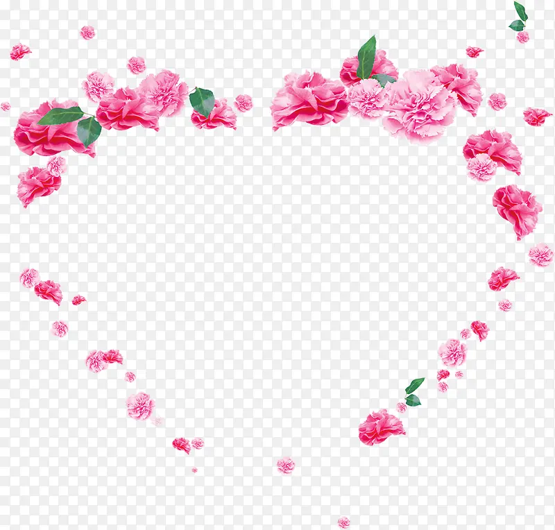 粉色手绘甜美花朵爱心