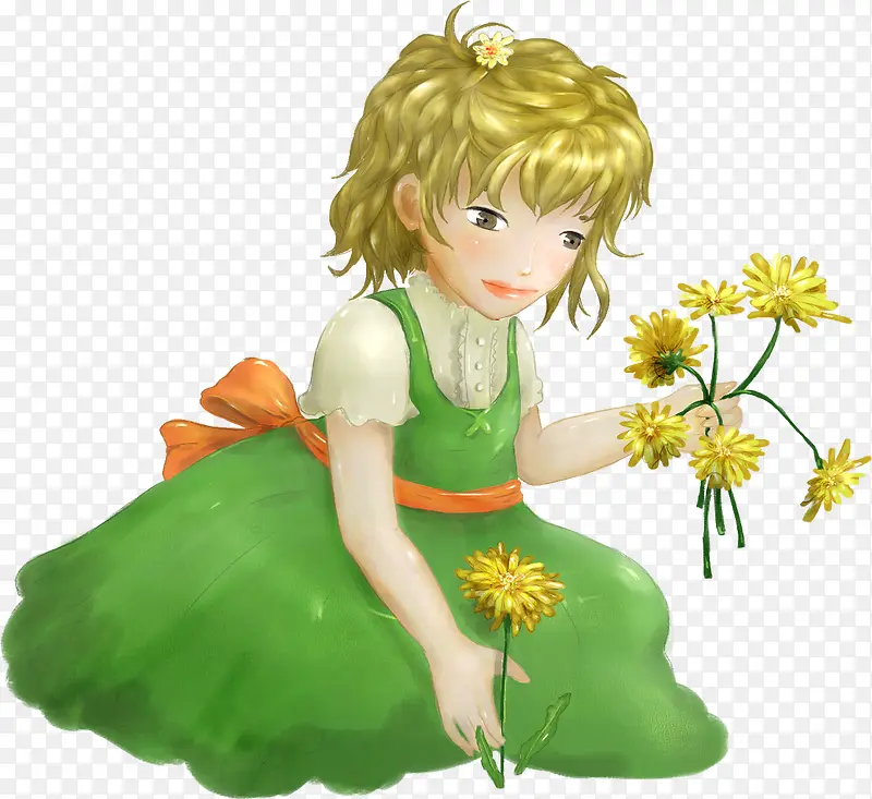 可爱花朵植物小女孩公主