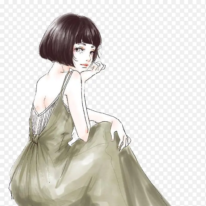 转头的短发女生