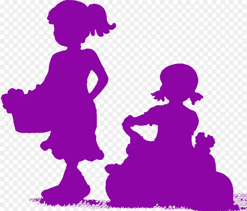 紫色公主梦小女孩剪影