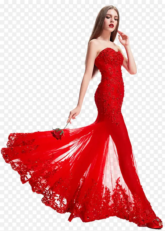 穿红裙的美女
