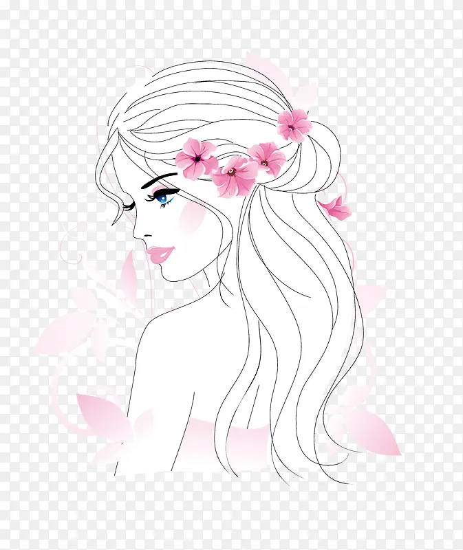 手绘卡通美女素材