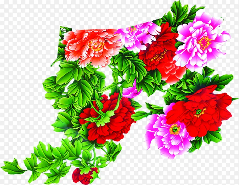 中秋节粉红色花朵绿叶