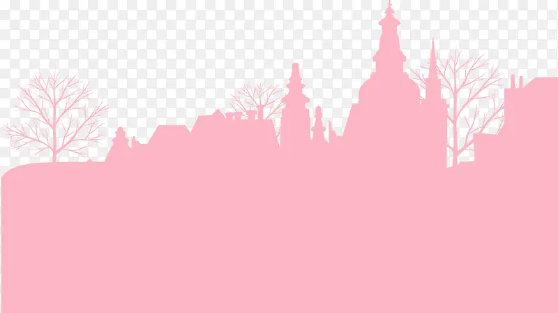 粉红色建筑剪影