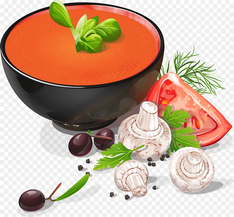 矢量手绘西红柿汤