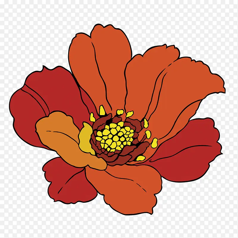 手绘鲜红菊花