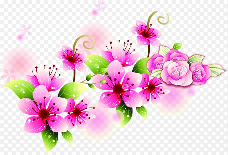 粉色手绘鲜花手绘花朵