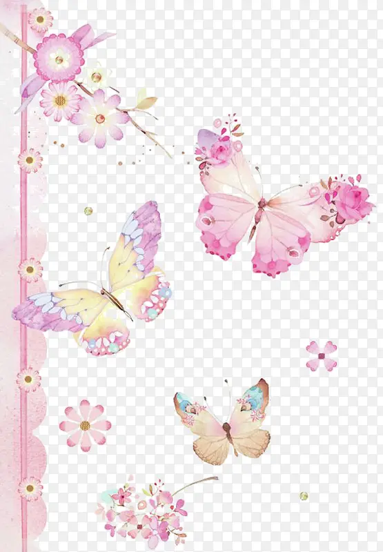 手绘粉色蝴蝶背景