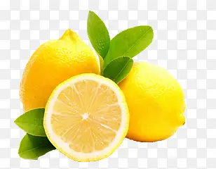 黄色高清柠檬绿叶水果