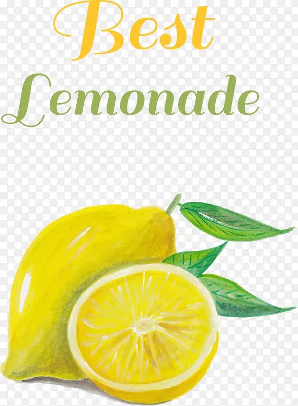 矢量手绘水彩柠檬