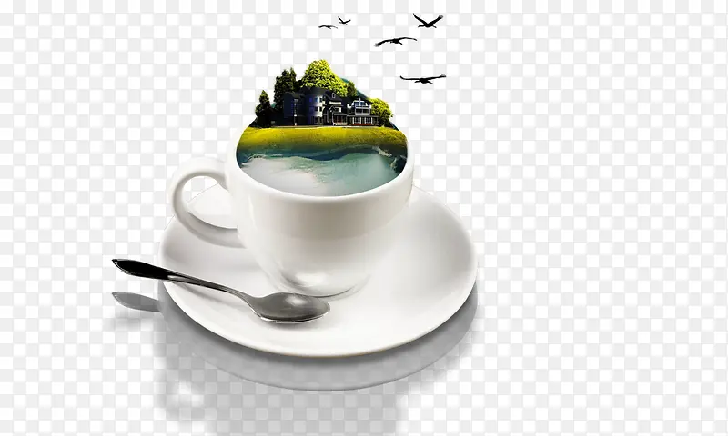 山水咖啡杯