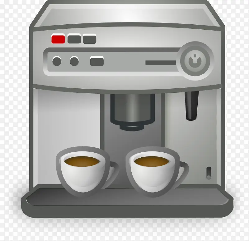 卡通咖啡机和两杯咖啡
