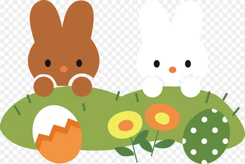 可爱小兔绿草卡通动物图案