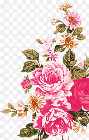 粉色手绘创意花朵植物