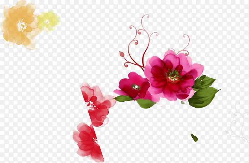 粉色手绘可爱花朵美景