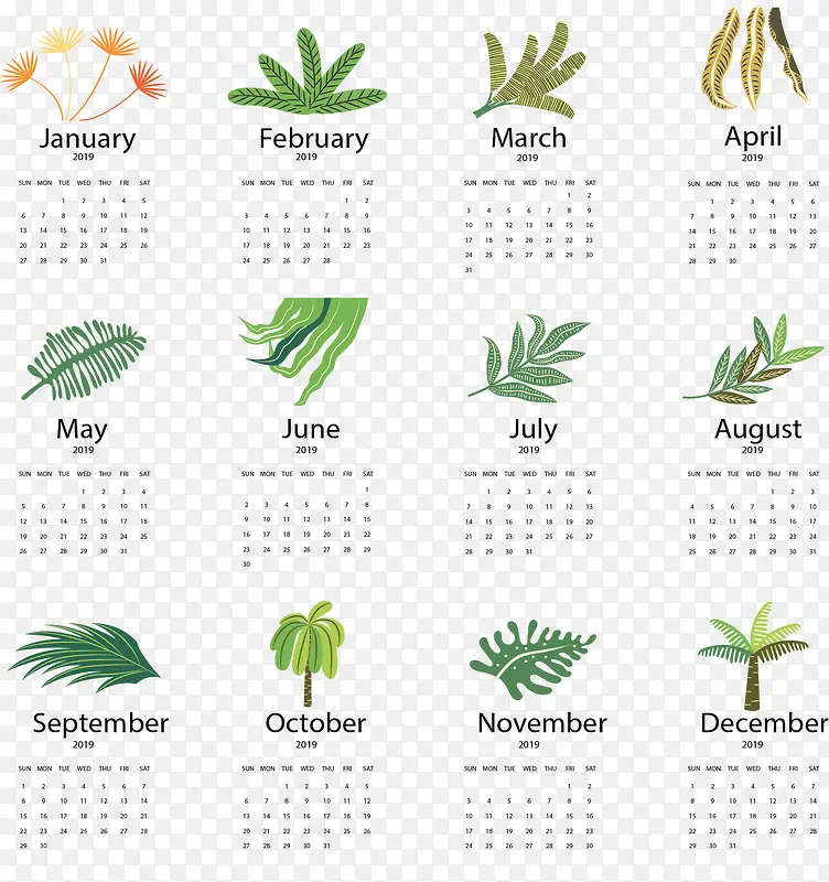 绿色植物2019日历